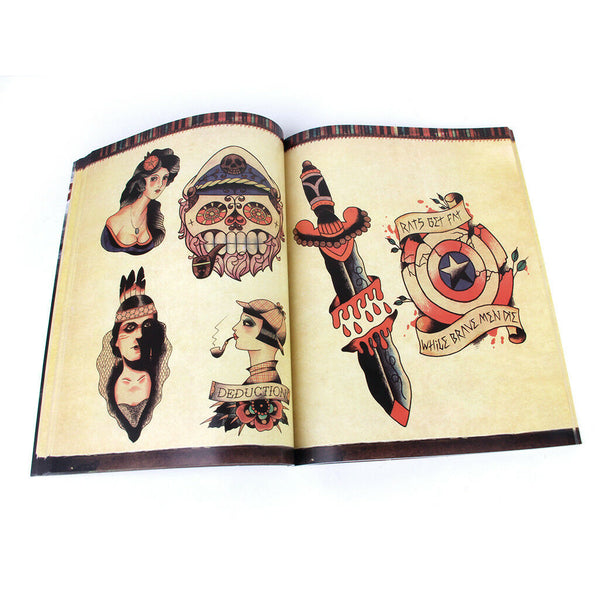 Popular Skull Rose Animal Flower Art Design Tattoo Flash Outline Sketch Book