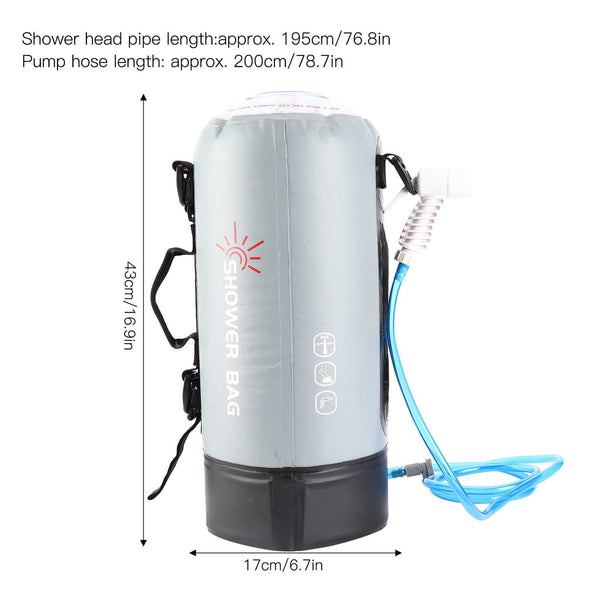 12L Outdoor Hiking Camping Bathing Bag Water Pressure Foot Pump Shower Nozzle