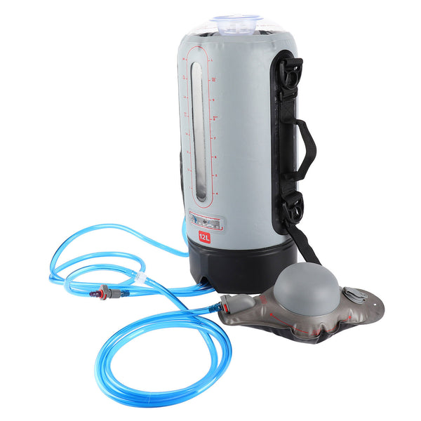 12L Outdoor Hiking Camping Bathing Bag Water Pressure Foot Pump Shower Nozzle