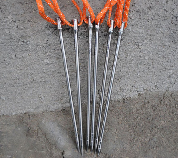 12X Titanium Tent Peg 165x5mm Spike Camp Stake Nail Self Defense Survival Tool