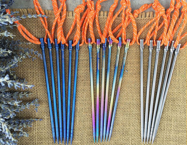 12X Titanium Tent Peg 165x5mm Spike Camp Stake Nail Self Defense Survival Tool