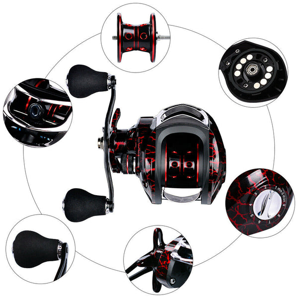 Fishing Fish Baitcasting Baitcaster Alloy Metal High Speed Reel 7.1:1 Gear Ratio