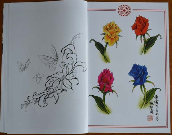 Butterfly Flowers Tattoo Art Design Wrist Ankle Manuscript Drawing Sketch Book