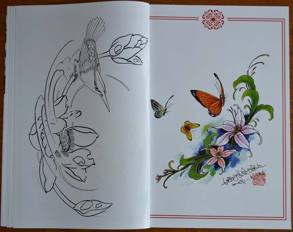 Butterfly Flowers Tattoo Art Design Wrist Ankle Manuscript Drawing Sketch Book