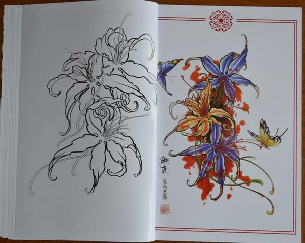 Butterfly Flowers Tattoo Art Design Wrist Ankle Manuscript Drawing Sketch Book