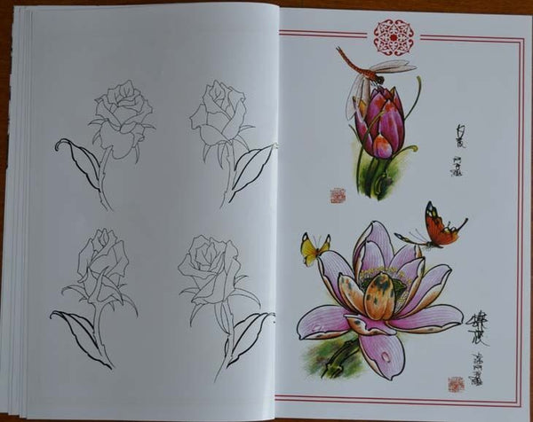 Butterfly Flowers Tattoo Art Design Wrist Ankle Manuscript Drawing Sketch Book