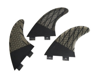 Surfboard Tri Fins FCS Fiberglass Honeycomb Gray Stripe G5 Sea Surfing Thruster