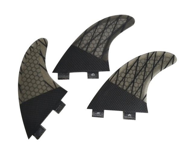 Surfboard Tri Fins FCS Fiberglass Honeycomb Gray Stripe G5 Sea Surfing Thruster