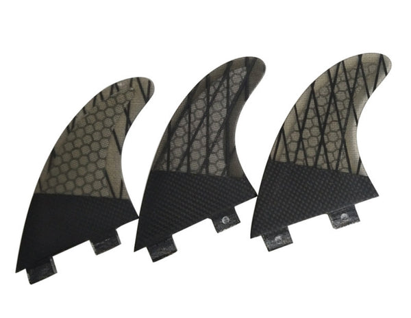 Surfboard Tri Fins FCS Fiberglass Honeycomb Gray Stripe G5 Sea Surfing Thruster