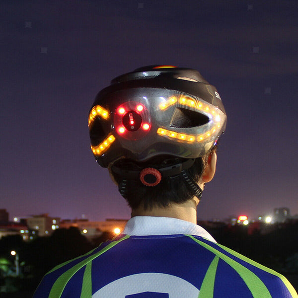 Bike Bicycle Helmet Safety Cap Turn LED Signal Front Rear Light Wireless Remote
