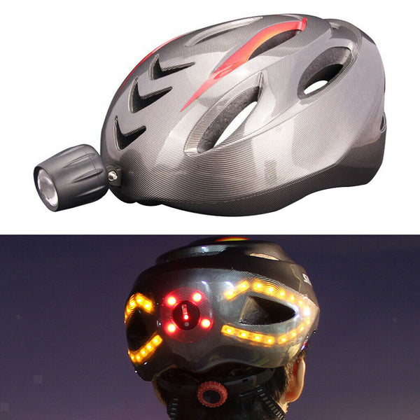 Bike Bicycle Helmet Safety Cap Turn LED Signal Front Rear Light Wireless Remote