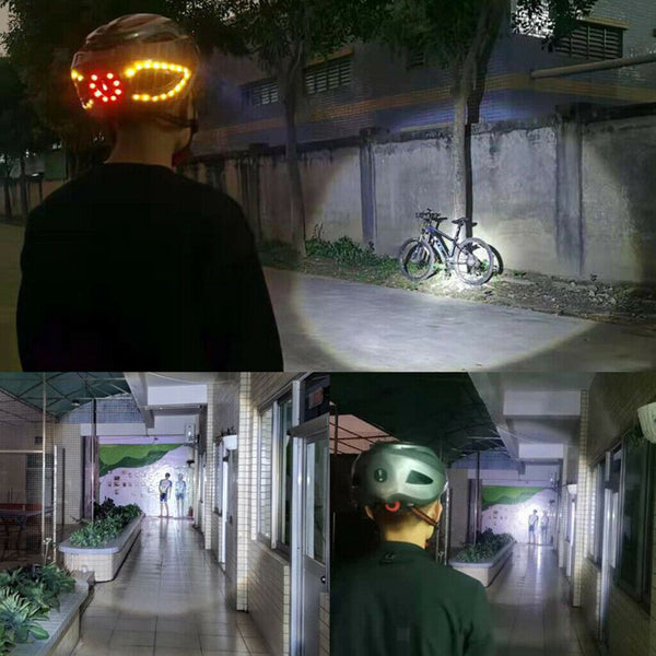 Bike Bicycle Helmet Safety Cap Turn LED Signal Front Rear Light Wireless Remote