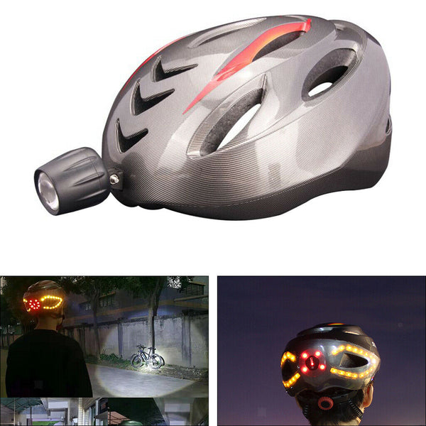 Bike Bicycle Helmet Safety Cap Turn LED Signal Front Rear Light Wireless Remote