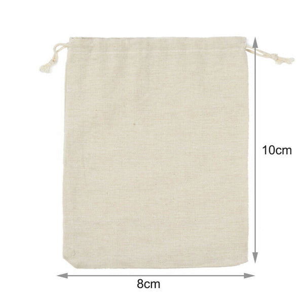 50 Beige Drawstring Bag Cotton Linen Jewelry Candy Gift Pouch Bags Travel Party