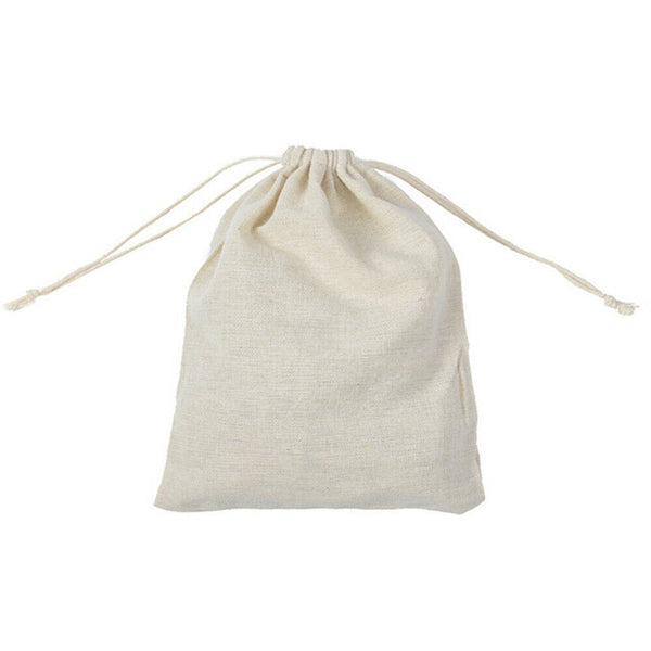 50 Beige Drawstring Bag Cotton Linen Jewelry Candy Gift Pouch Bags Travel Party