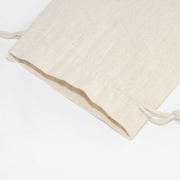 50 Beige Drawstring Bag Cotton Linen Jewelry Candy Gift Pouch Bags Travel Party