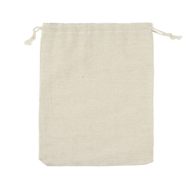 50 Beige Drawstring Bag Cotton Linen Jewelry Candy Gift Pouch Bags Travel Party