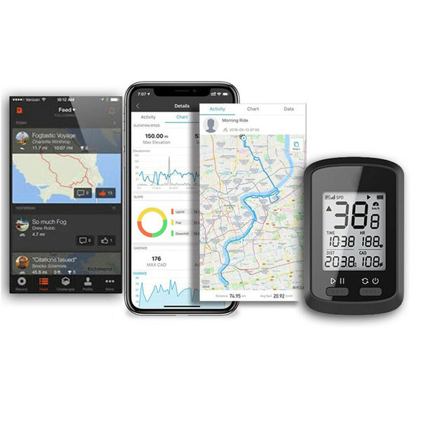 Waterproof GPS Bike Bicycle Cycling Speedometer Stopwatch Bluetooth LCD Display