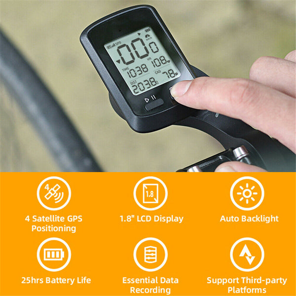 Waterproof GPS Bike Bicycle Cycling Speedometer Stopwatch Bluetooth LCD Display
