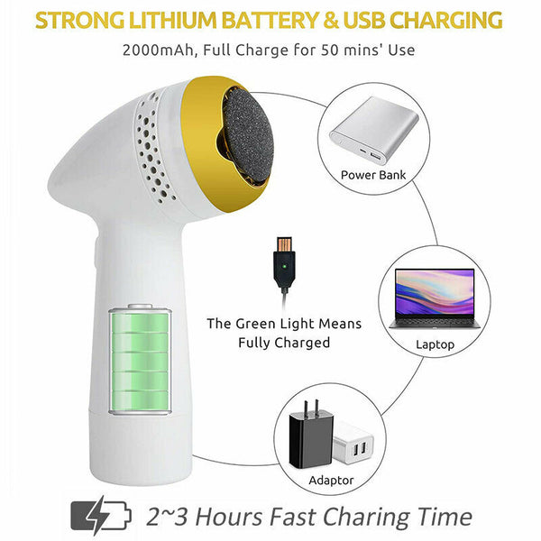 Powerful Electric Foot File Grinder Callus Dead Skin Remover Pedicure Scrubber