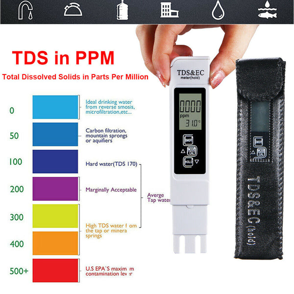 Purity Soft Hard Water TDS EC Temp Quality Tester Quality Filter Pen Test Stick