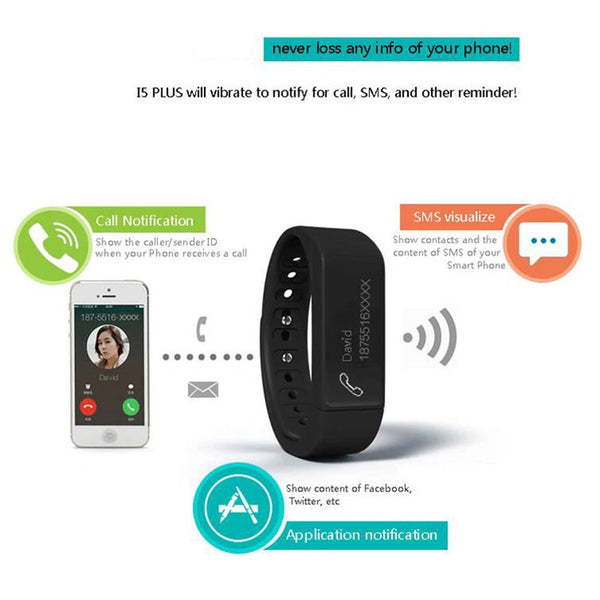 Smart Bracelet Wristband 0.91" OLED Screen Bluetooth 4.0 Black Watches