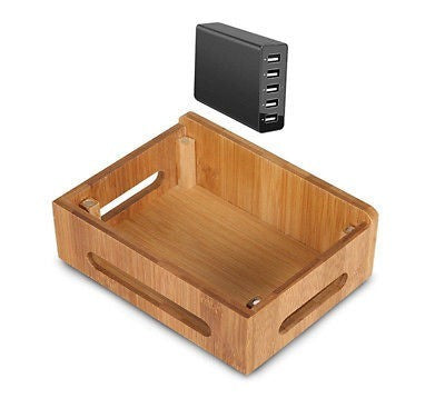Wooden Desktop Stand Holder Charger Docking Organizer Station For Phones Tablet