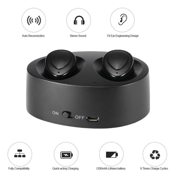 Premium No Cable Sound True Wireless Mini Headphones Stereo Headset for iPhone