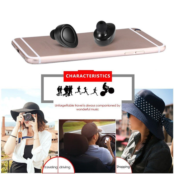 Premium No Cable Sound True Wireless Mini Headphones Stereo Headset for iPhone
