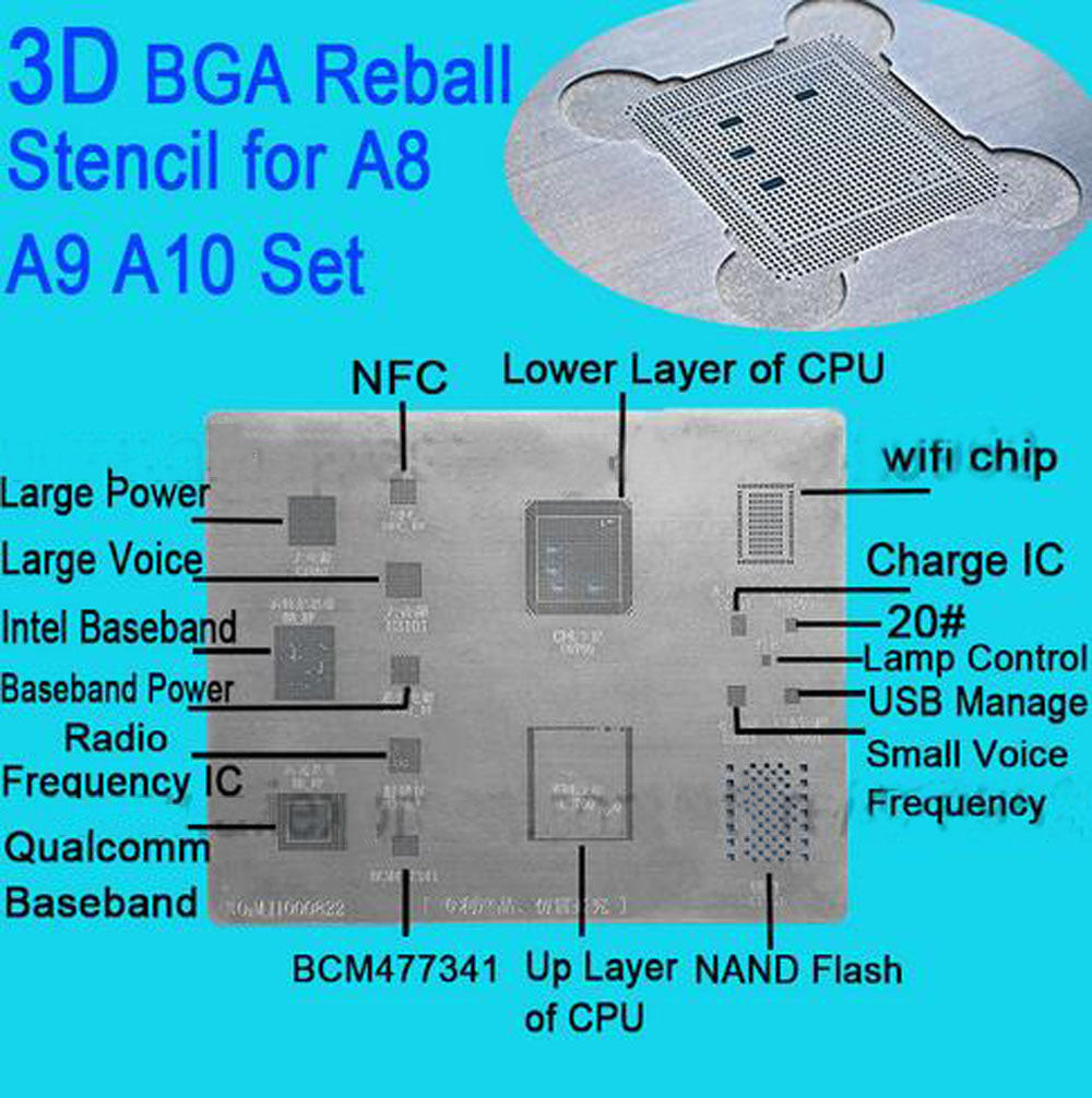 BGA Reballing Stencil Solder CPU IC Chip Tin Template for iPhone A8 A9 A10 A11
