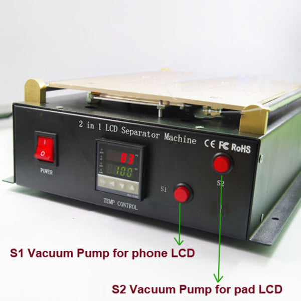 14" Dual Vacuum Pump LCD Glass Screen Heat Separator Machine For Cell Phone iPad
