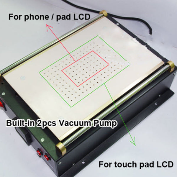 14" Dual Vacuum Pump LCD Glass Screen Heat Separator Machine For Cell Phone iPad