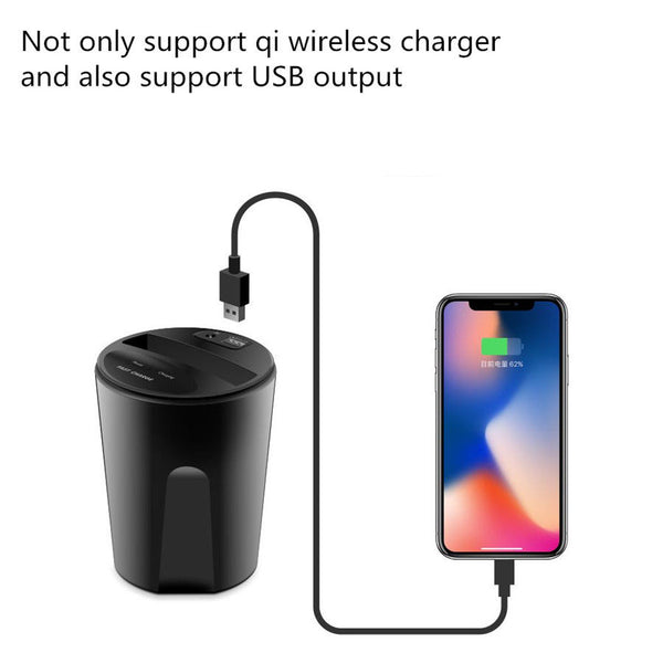 Qi Wireless Car Charger Cup Phone Mount Fast Charging Holder For iPhone X 8 7 6s
