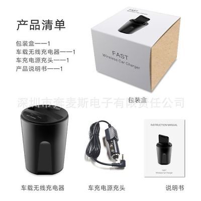 Qi Wireless Car Charger Cup Phone Mount Fast Charging Holder For iPhone X 8 7 6s