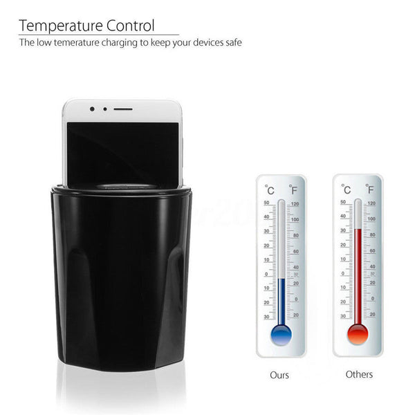 Qi Wireless Car Charger Cup Phone Mount Fast Charging Holder For iPhone X 8 7 6s