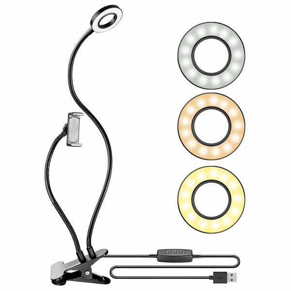 Selfie Light Mic Stand Phone Holder for Live Stream Twitter Facebook YouTube