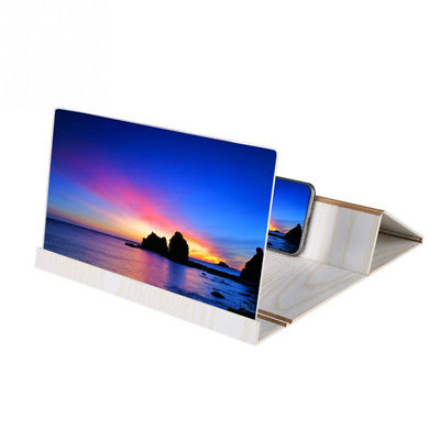Compact 3D Phone Screen Magnifier Stereoscopic Amplifying Desktop Wood Bracket