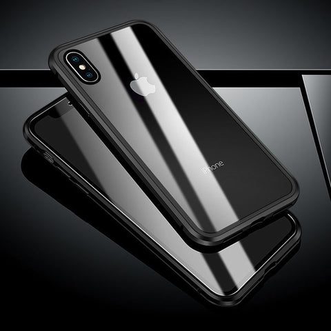 Magnetic Metal Bumper Frame Case Cover For iPhone XS X 8 7 Luxury Tempered Glass