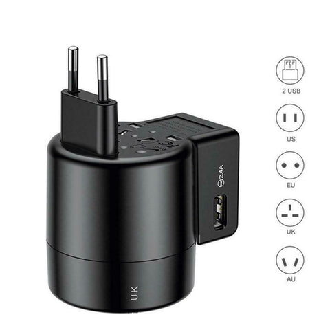 Worldwide Travel Traveling Wall Charger EU US UK AU Plug USB AC Power Adapter