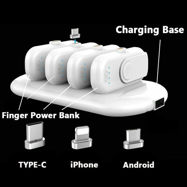 Mini Small Power Bank Finger Magnetic Battery Charger for Mobile Android iPhone