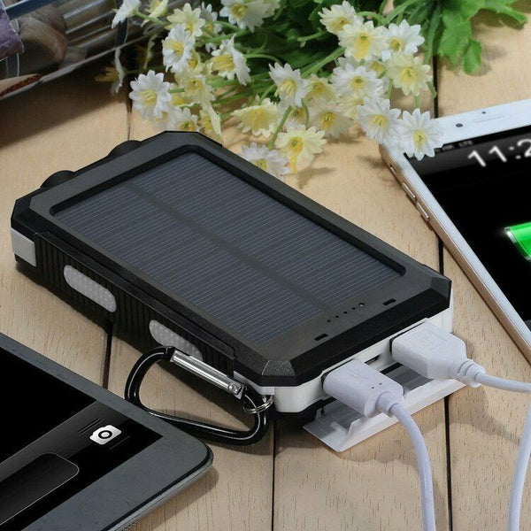 Waterproof Solar Sun Power Bank High Capacity Portable External Battery Charger