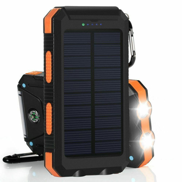 Waterproof Solar Sun Power Bank High Capacity Portable External Battery Charger