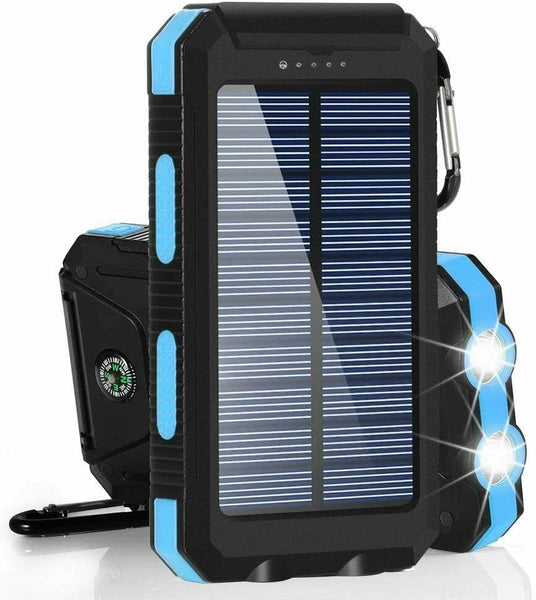Waterproof Solar Sun Power Bank High Capacity Portable External Battery Charger