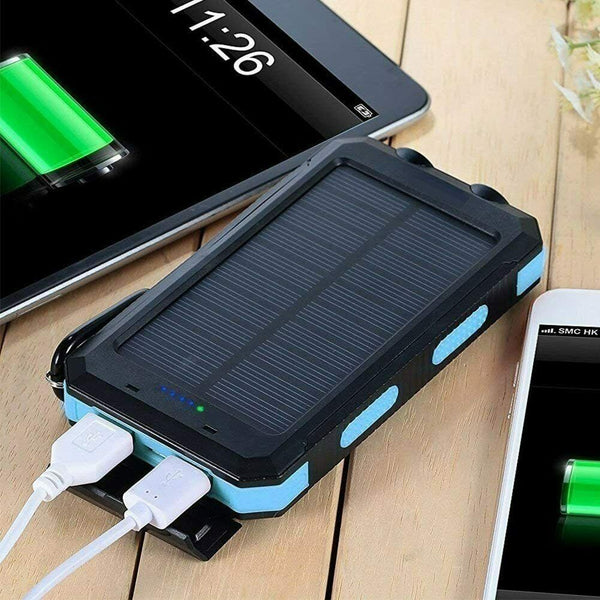 Waterproof Solar Sun Power Bank High Capacity Portable External Battery Charger