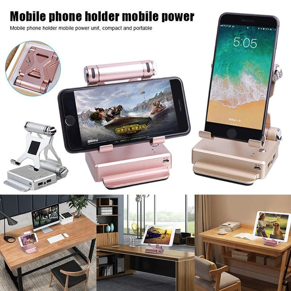 Fold Bluetooth Mobile Phone Mic Speaker Stand Holder Docking Portable Powerbank