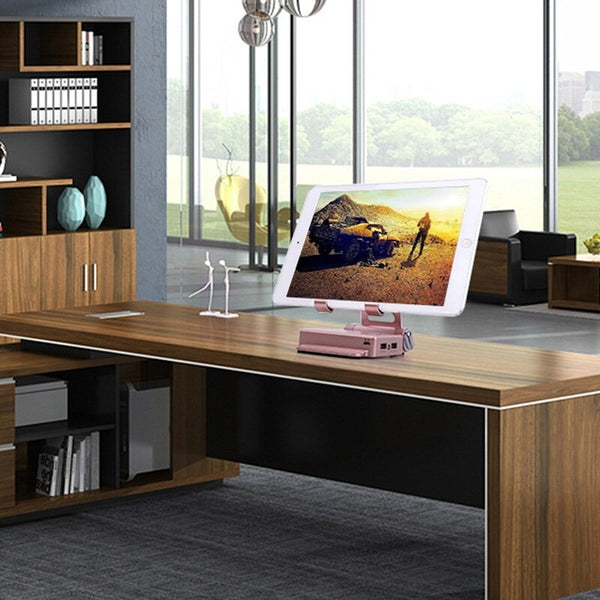 Fold Bluetooth Mobile Phone Mic Speaker Stand Holder Docking Portable Powerbank