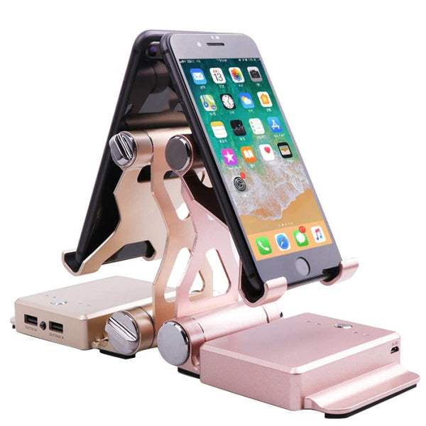 Fold Bluetooth Mobile Phone Mic Speaker Stand Holder Docking Portable Powerbank