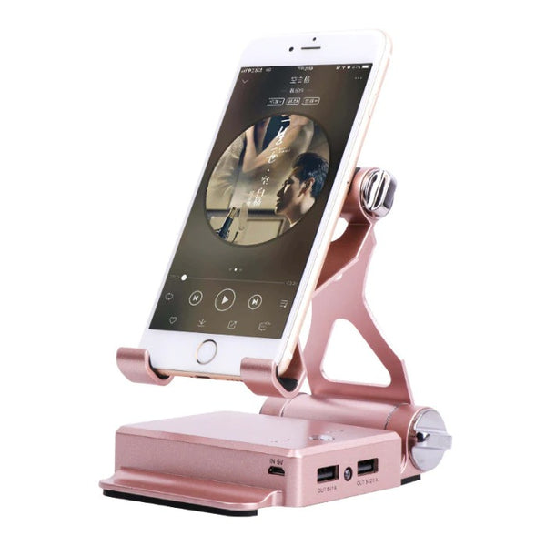 Fold Bluetooth Mobile Phone Mic Speaker Stand Holder Docking Portable Powerbank