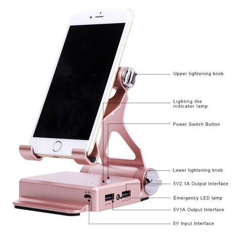 Fold Bluetooth Mobile Phone Mic Speaker Stand Holder Docking Portable Powerbank