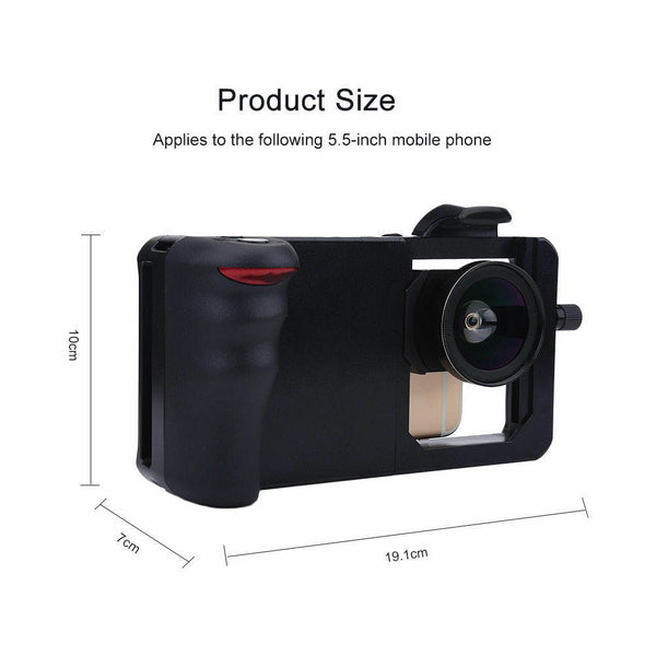 Bluetooth Cell Phone Cam Camera Frame Mount Rig Vlog Stabilizer Wide Angle Lens